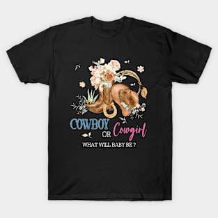 Cowboy or Cowgirl Baby Gender Reveal Party Western Rodeo T-Shirt